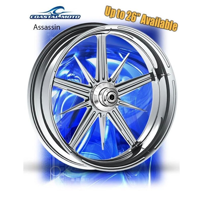 0201-2206 COASTAL MOTO フロントホイール 21x3.5 ラルゴ 08年-21年 FLH ABS無 クローム HD店 Ginz Choppers - Coastal Moto Wheel Packages for Harley Davidson