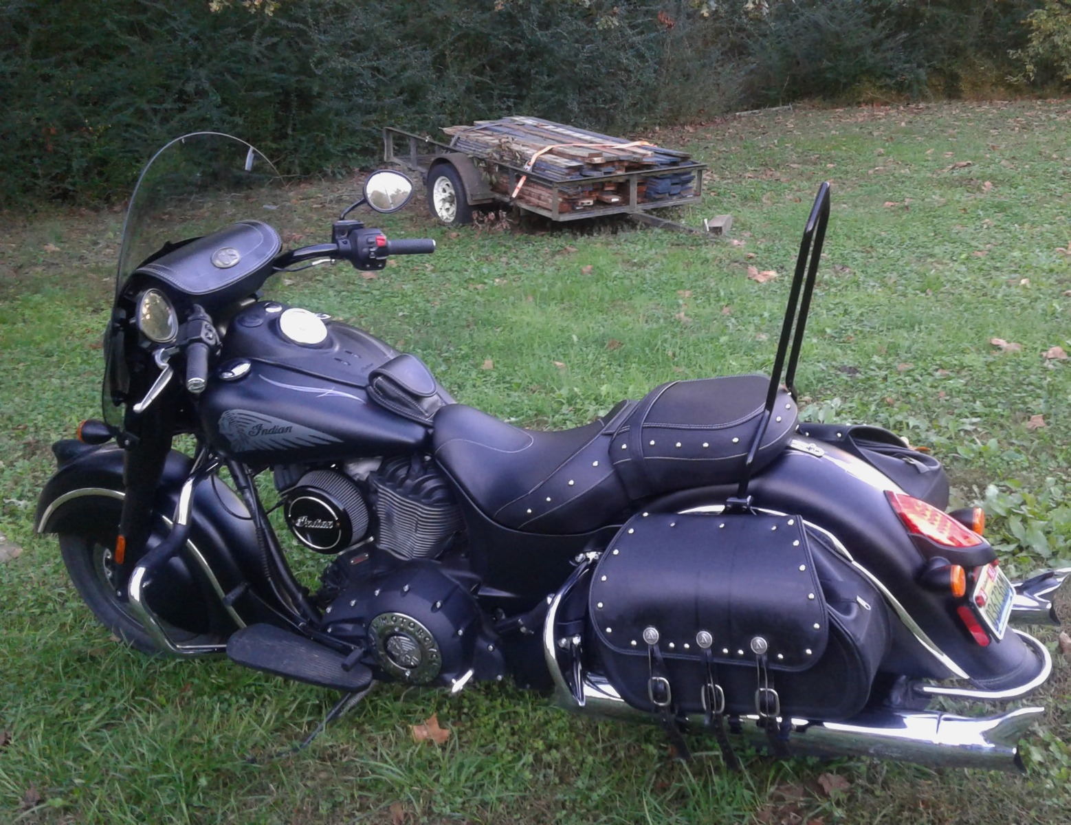 Indian Chief Dark Horse with Ginz Choppers sissy bar