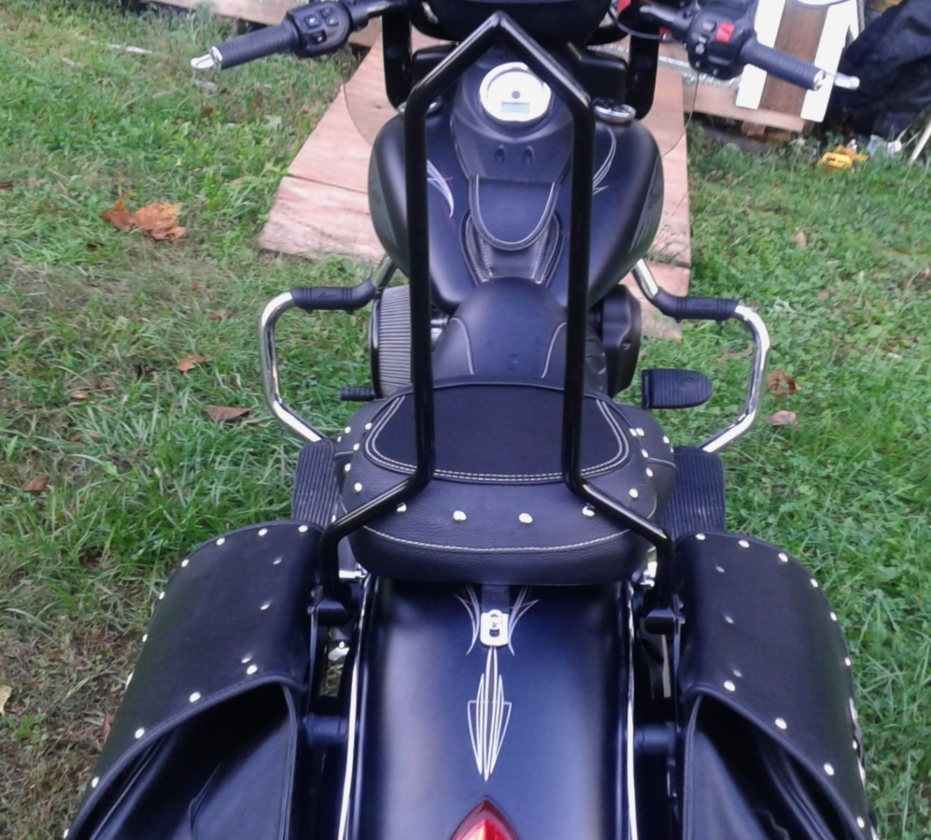 Indian Chief Dark Horse with Ginz Choppers sissy bar