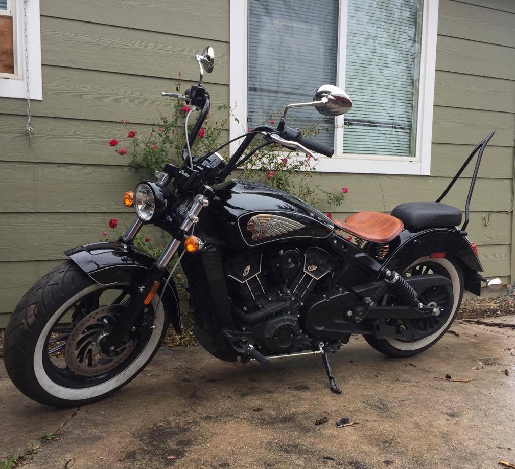 Indian Scout with Ginz Choppers Scorpion Hardcore sissy bar